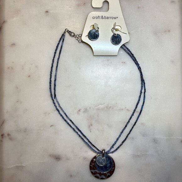 Croft & Barrow | Matching Necklace and Earrings Set - Blue - Picture 1 of 5